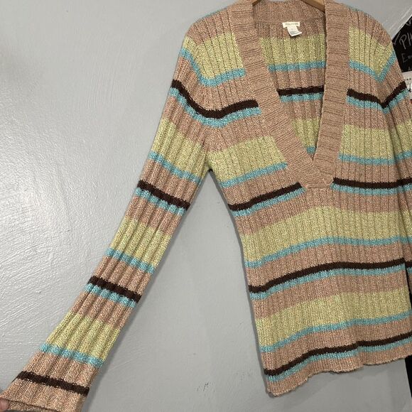Maurices Sweater Size XL Retro Striped Rib Knit Y2K 90s Academia Preppy Grunge - Picture 2 of 6